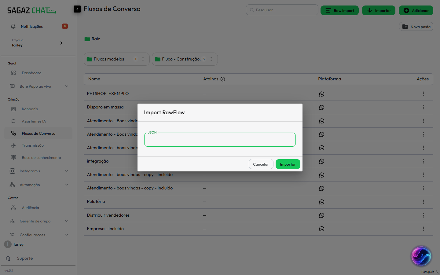 Modal Raw Import