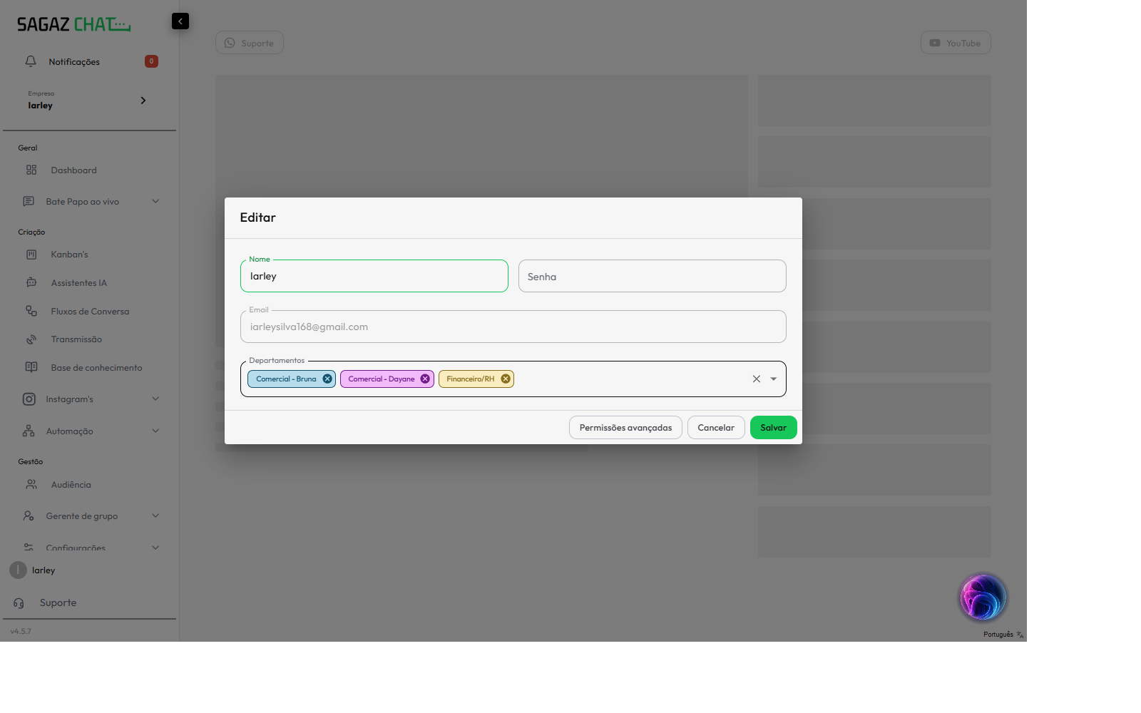 Modal Editar perfil